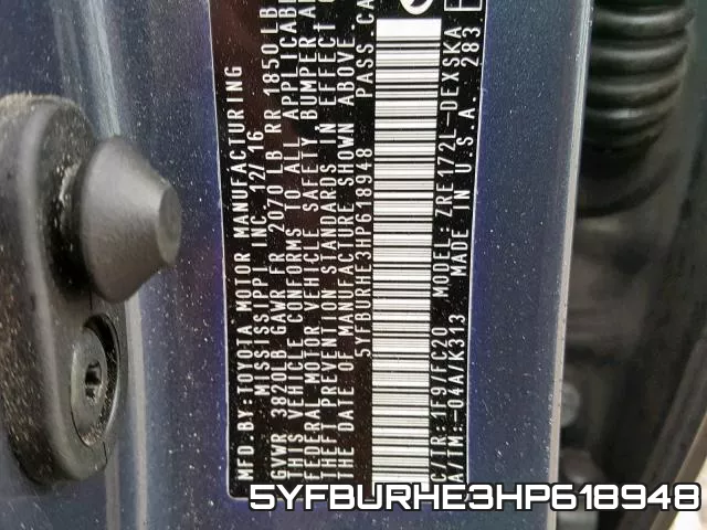 5YFBURHE3HP618948 фото 2