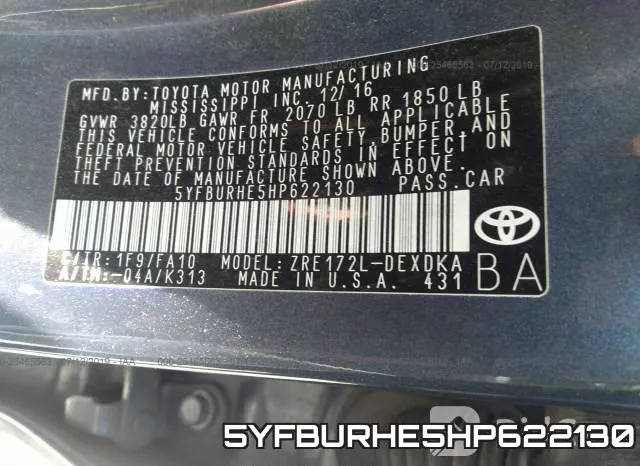 5YFBURHE5HP622130 фото 10