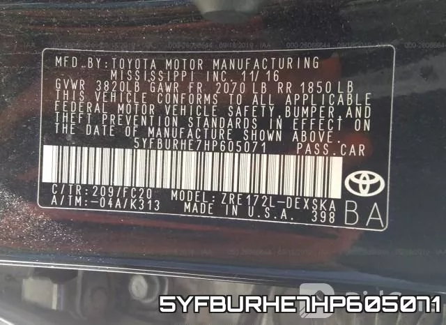5YFBURHE7HP605071 фото 10