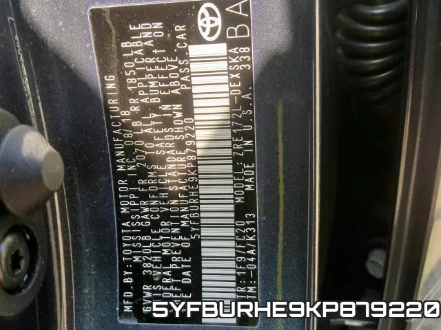 5YFBURHE9KP879220 фото 2
