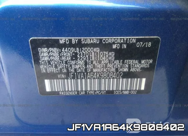 JF1VA1A64K9808402 фото 10