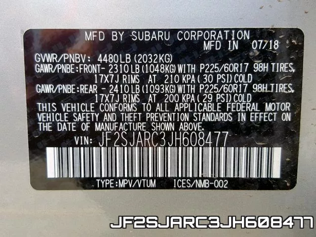 JF2SJARC3JH608477 фото 2