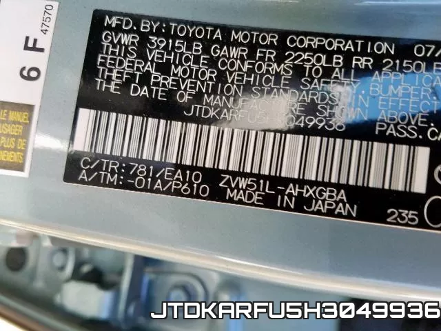 JTDKARFU5H3049936 фото 2