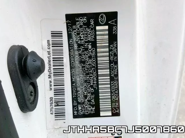 JTHHA5BC7J5007860 фото 2