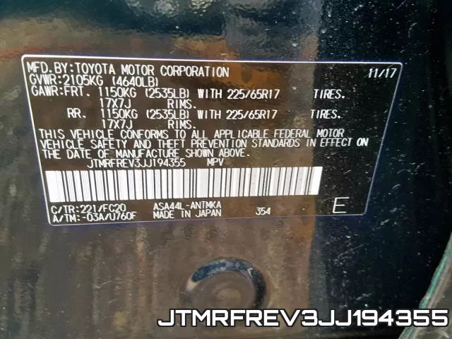JTMRFREV3JJ194355 фото 2