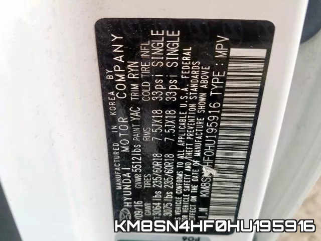 KM8SN4HF0HU195916 фото 2