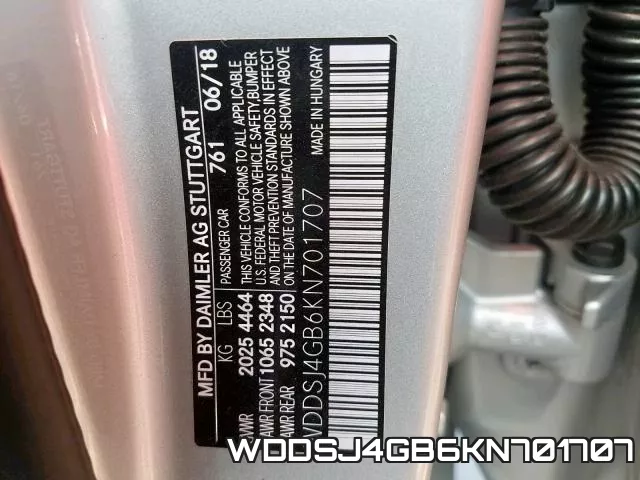 WDDSJ4GB6KN701707 фото 2