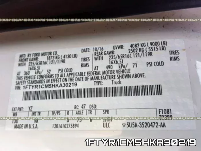 1FTYR1CM5HKA30219 фото 2