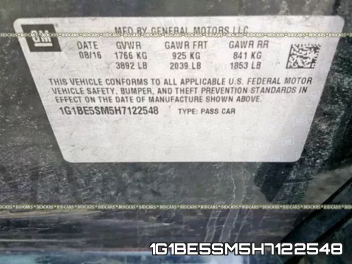 1G1BE5SM5H7122548 фото 2