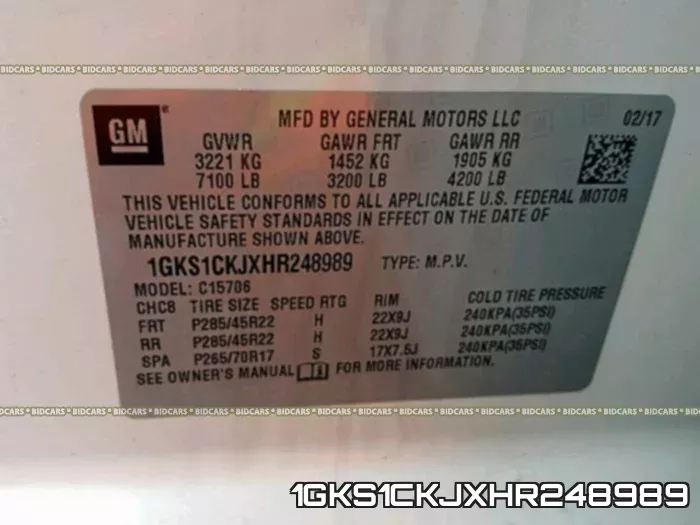 1GKS1CKJXHR248989 фото 2