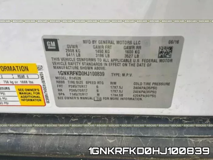 1GNKRFKD0HJ100839 фото 2