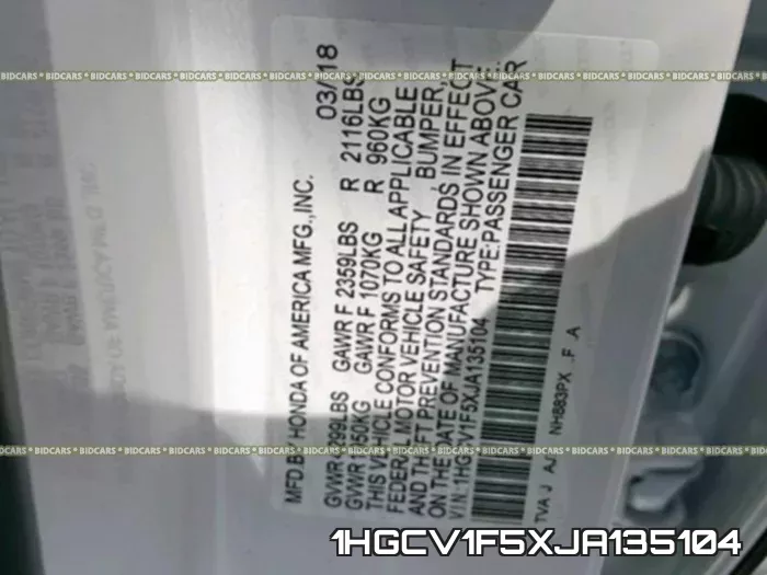 1HGCV1F5XJA135104 фото 2