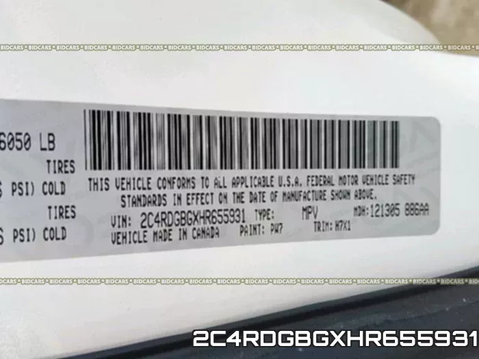 2C4RDGBGXHR655931 фото 2