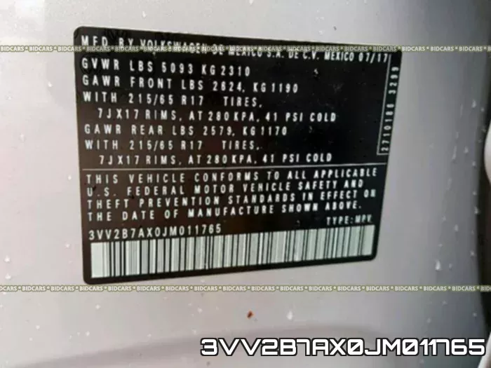 3VV2B7AX0JM011765 фото 2