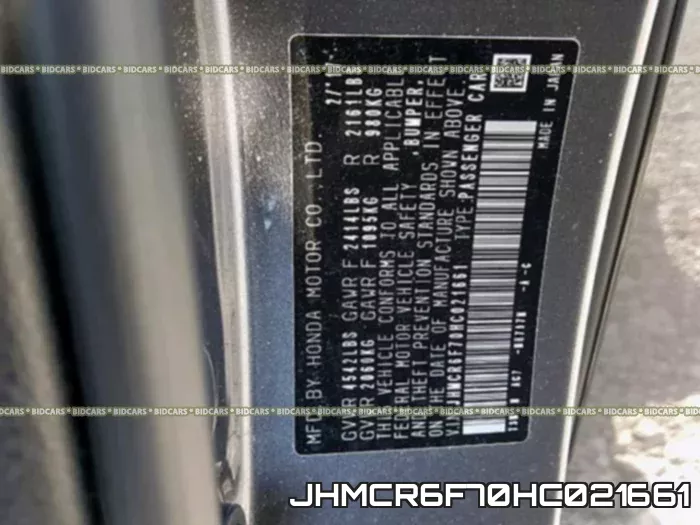 JHMCR6F70HC021661 фото 2