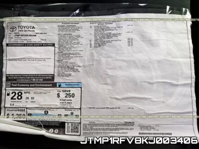 JTMP1RFV8KJ003406 фото 2