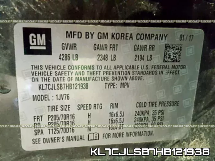 KL7CJLSB7HB121938 фото 2