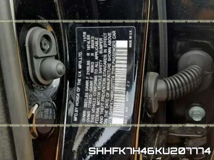 SHHFK7H46KU207774 фото 2
