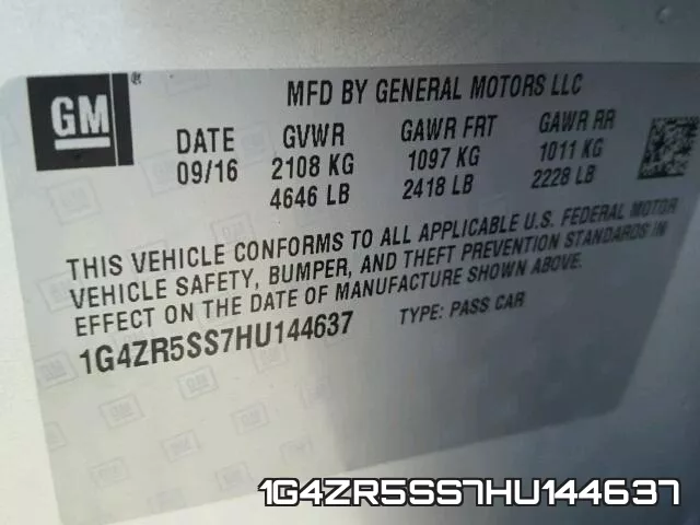 1G4ZR5SS7HU144637 фото 2