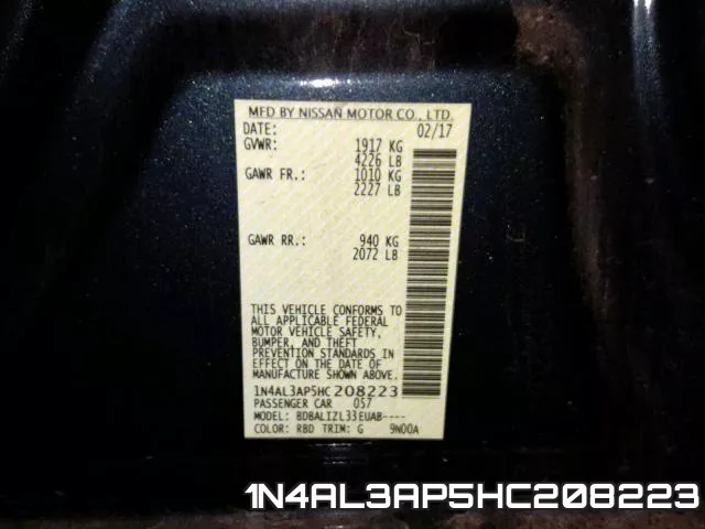 1N4AL3AP5HC208223 фото 2