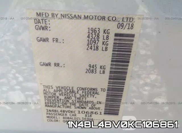 1N4BL4BV0KC106861 фото 10