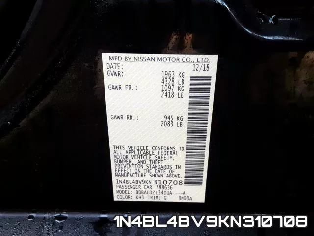 1N4BL4BV9KN310708 фото 2