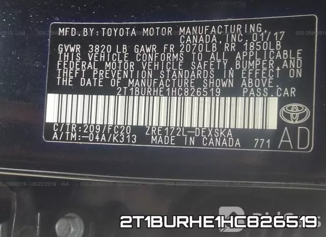 2T1BURHE1HC826519 фото 10