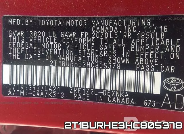 2T1BURHE3HC805378 фото 9
