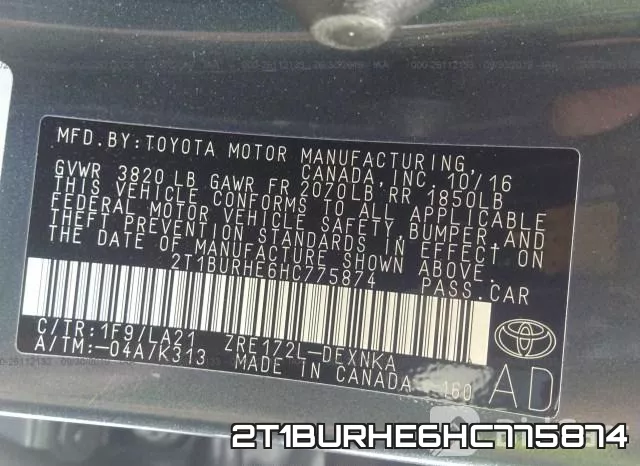2T1BURHE6HC775874 фото 10