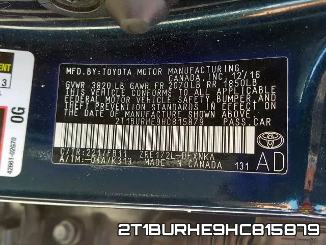 2T1BURHE9HC815879 фото 2