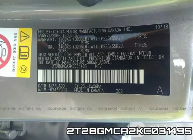 2T2BGMCA2KC031495 фото 10