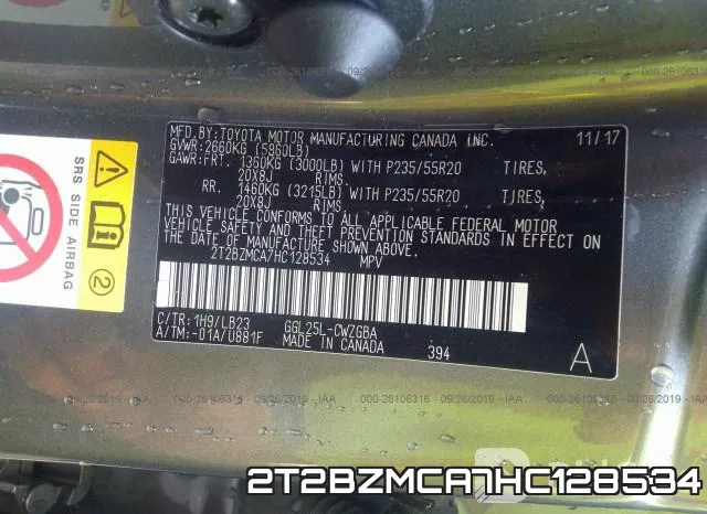 2T2BZMCA7HC128534 фото 10
