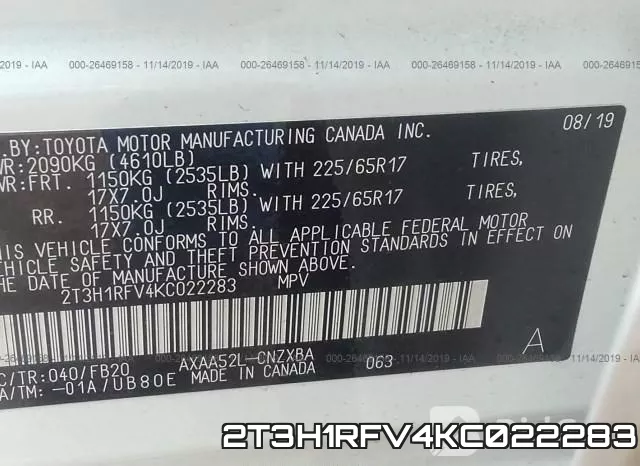 2T3H1RFV4KC022283 фото 10