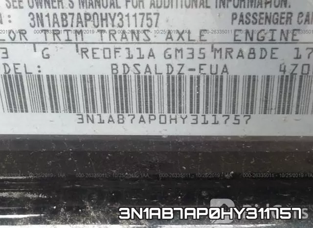 3N1AB7AP0HY311757 фото 10