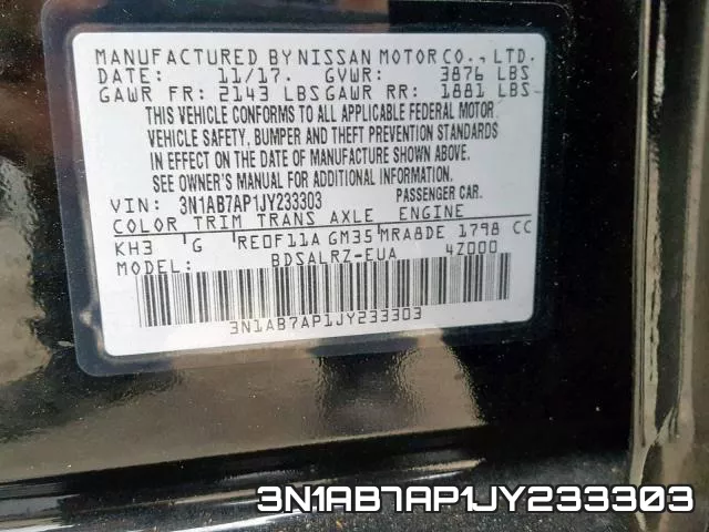3N1AB7AP1JY233303 фото 2