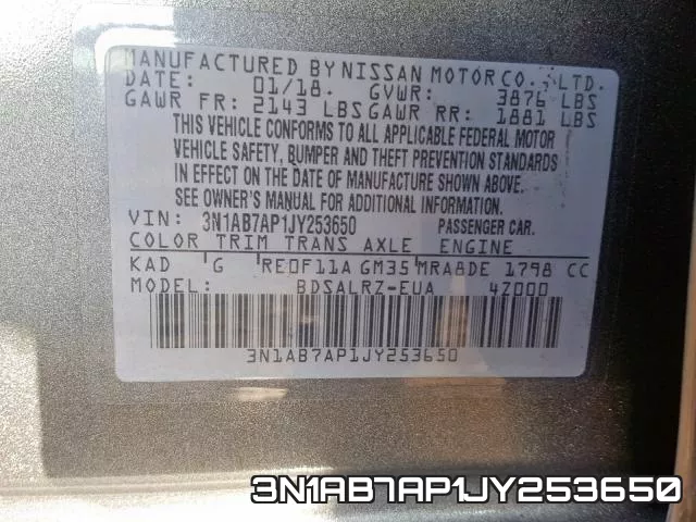 3N1AB7AP1JY253650 фото 2