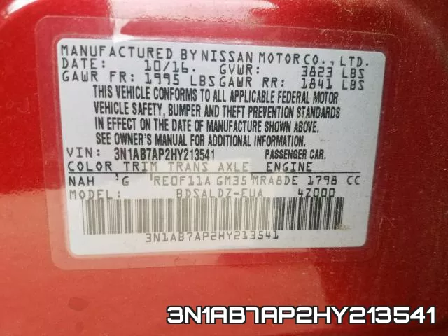 3N1AB7AP2HY213541 фото 2