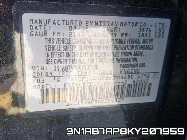 3N1AB7AP8KY207959 фото 2