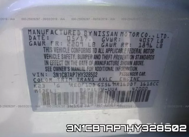 3N1CB7AP7HY328502 фото 10