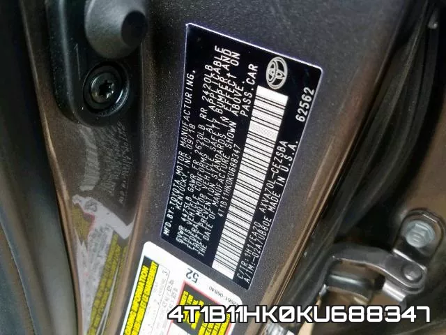 4T1B11HK0KU688347 фото 2