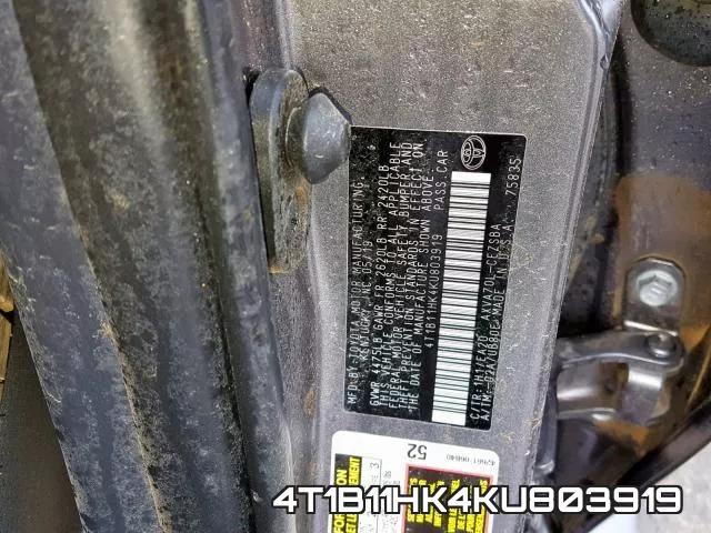 4T1B11HK4KU803919 фото 2