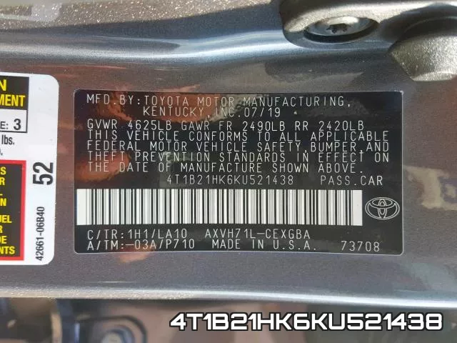 4T1B21HK6KU521438 фото 2
