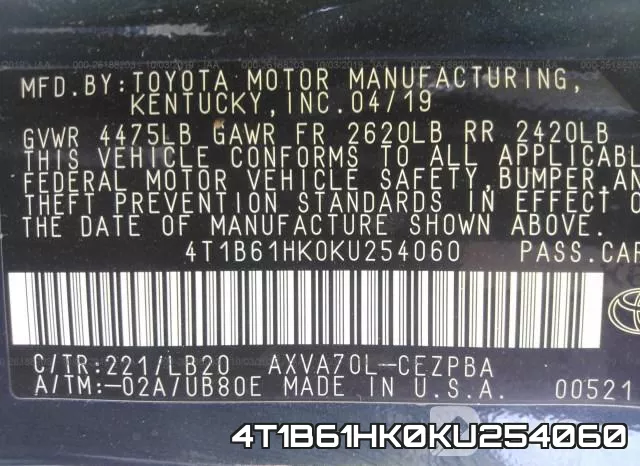 4T1B61HK0KU254060 фото 10