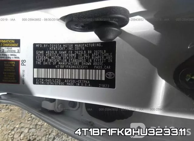 4T1BF1FK0HU323311 фото 10