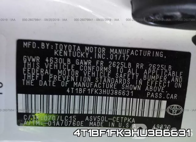 4T1BF1FK3HU386631 фото 10