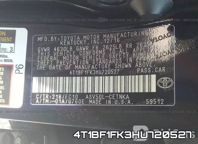 4T1BF1FK3HU720527 фото 10