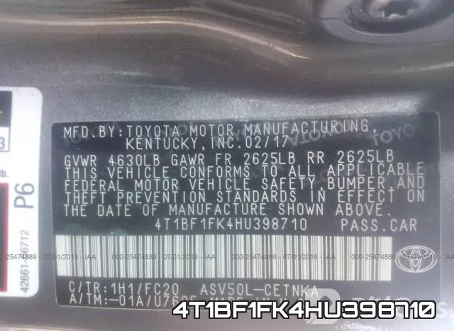 4T1BF1FK4HU398710 фото 10