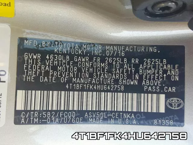 4T1BF1FK4HU642758 фото 2