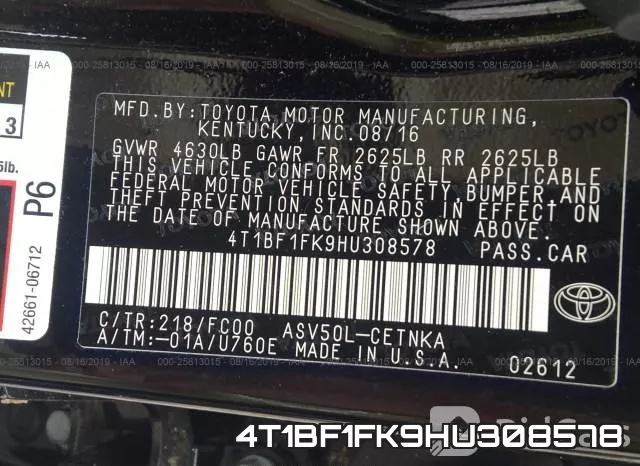 4T1BF1FK9HU308578 фото 10