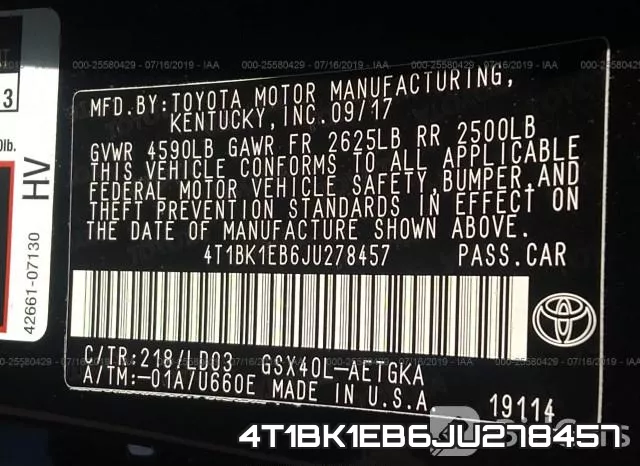 4T1BK1EB6JU278457 фото 10